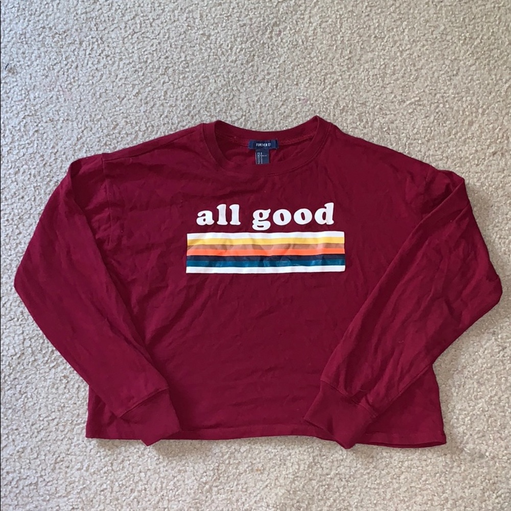 “All Good” Maroon Long Sleeve Shirt